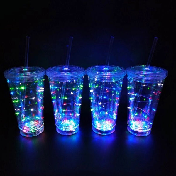 16 oz LED String Double-layer Plastic Tumbler