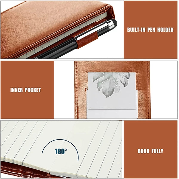 A7 Leather Pocket Notepad with pen