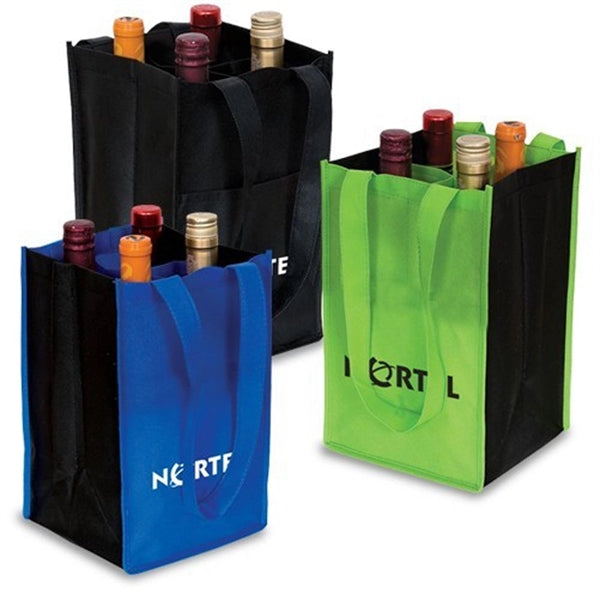 Non Woven Wine Tote Bags for 4 Bottles