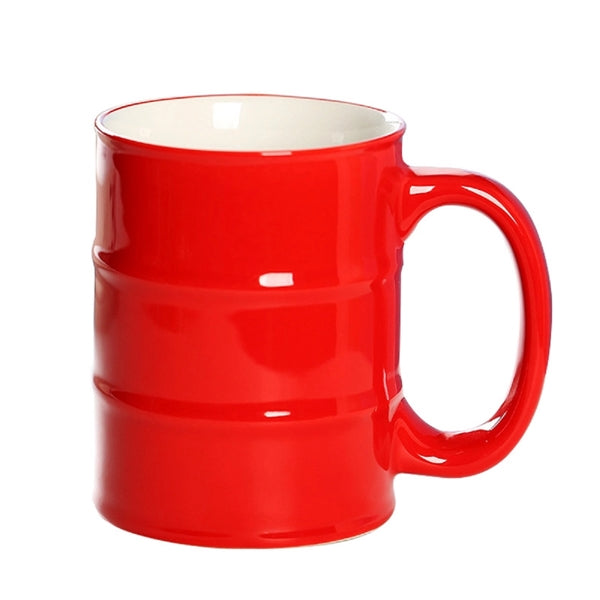 15 oz. Custom Imprinted Oil Drum Shape Ceramic Mug