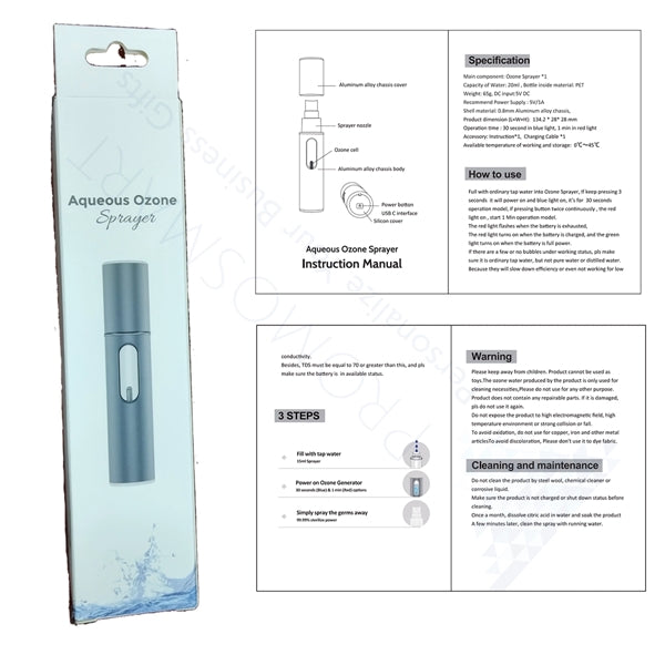 3-in-1 Multipurpose Cleaner Aqueous Ozone Sprayer