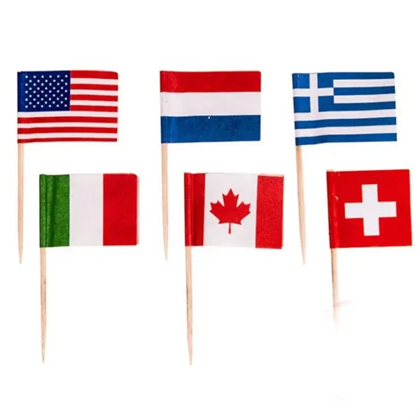 Wood Fruit Toothpick Flags