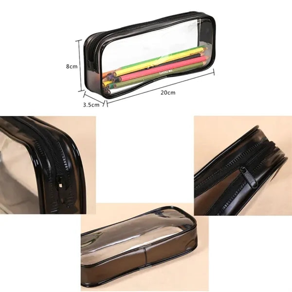 Clear Vinyl Zippered Pencil Case & Storage Pouch