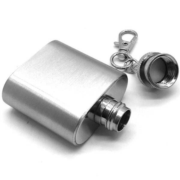 1oz stainless steel flask with keychain