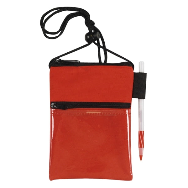 Dual Zipper Pocket Badge Holder/Passport Pouch