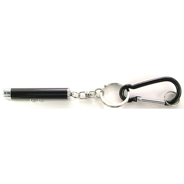 Dual function laser pointer and LED flashlight keychain