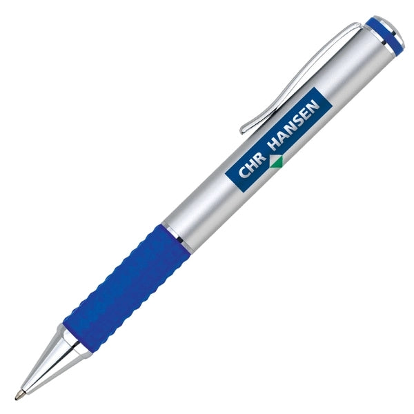 Twist action satin finish pen with grip