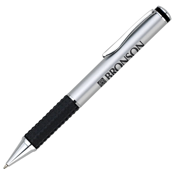 Twist action satin finish pen with grip