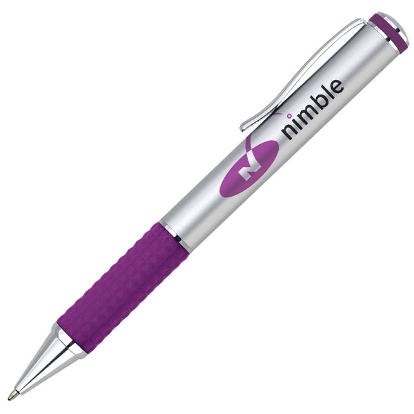 Twist action satin finish pen with grip