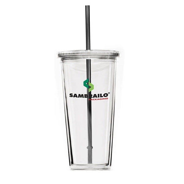 24 oz. Travel Double Wall Acrylic Cup w/ lid and straw
