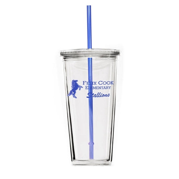 24 oz. Travel Double Wall Acrylic Cup w/ lid and straw