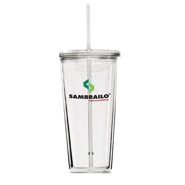 24 oz. Travel Double Wall Acrylic Cup w/ lid and straw