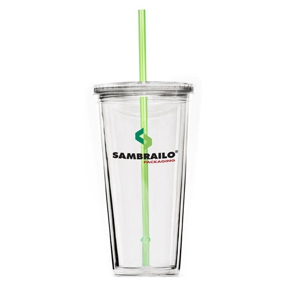24 oz. Travel Double Wall Acrylic Cup w/ lid and straw