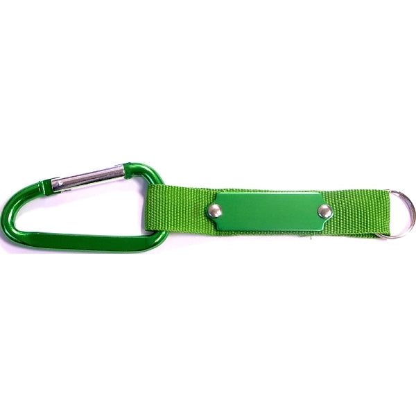 Carabiner with Strap and Metal Plate