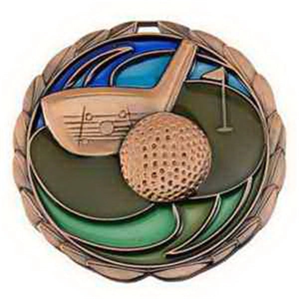 2 1/2" Golf Color Epoxy Medal