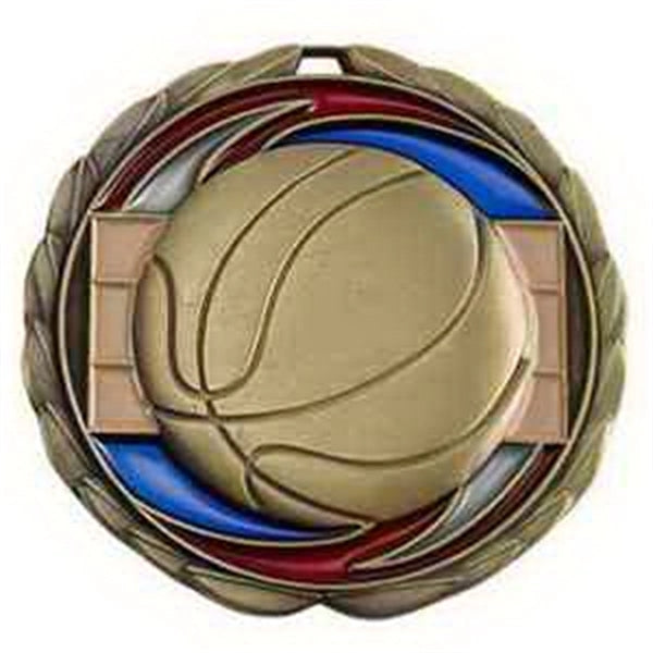 2 1/2" Basketball Color Epoxy Medal