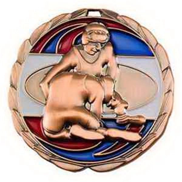 2 1/2" Wrestling Color Epoxy Medal