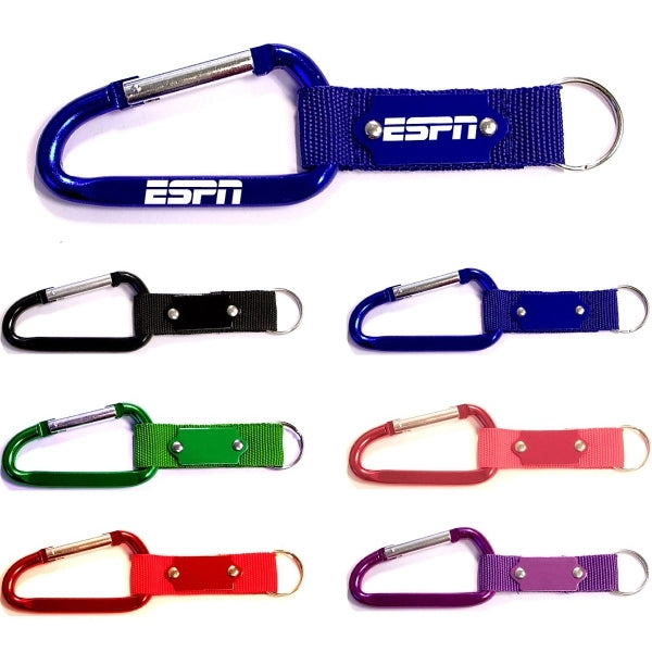 Carabiner with Strap and Metal Plate