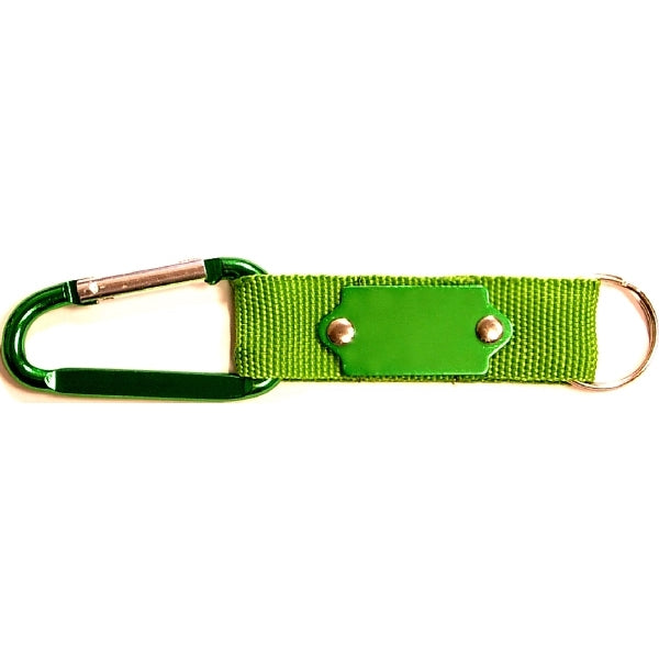 Carabiner with Strap and Metal Plate