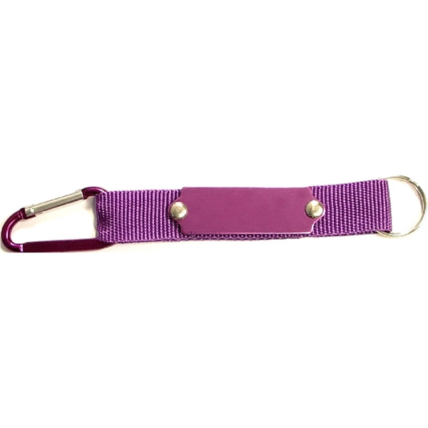 Carabiner with Strap and Metal Plate