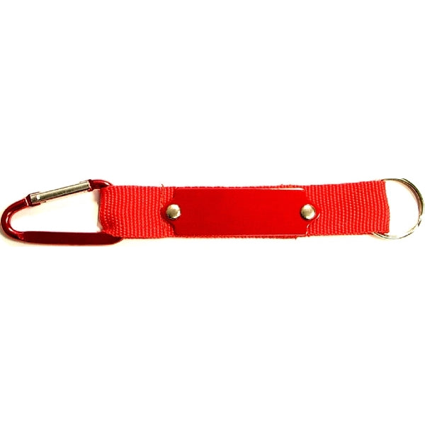 Carabiner with Strap and Metal Plate