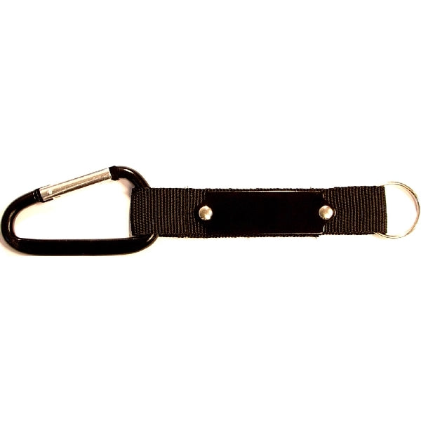 Carabiner with Strap and Metal Plate