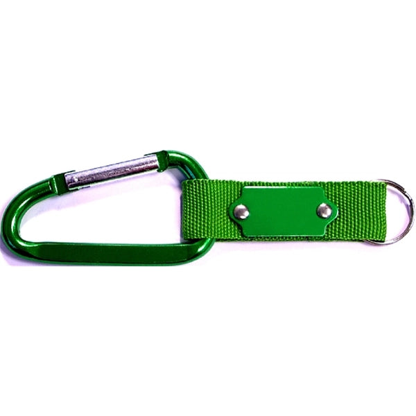 Carabiner with Strap and Metal Plate
