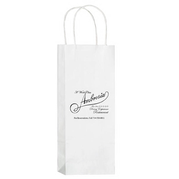 White Kraft 1-Bottle Wine Tote Bag - Flexo Ink