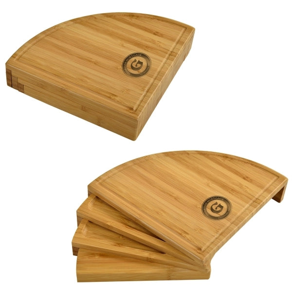 Patented Multi Level Bamboo Charcuterie Board Compact 14 Dia