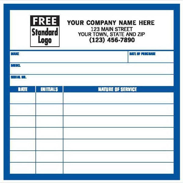 Labels, Large Service Record, White With Blue Border