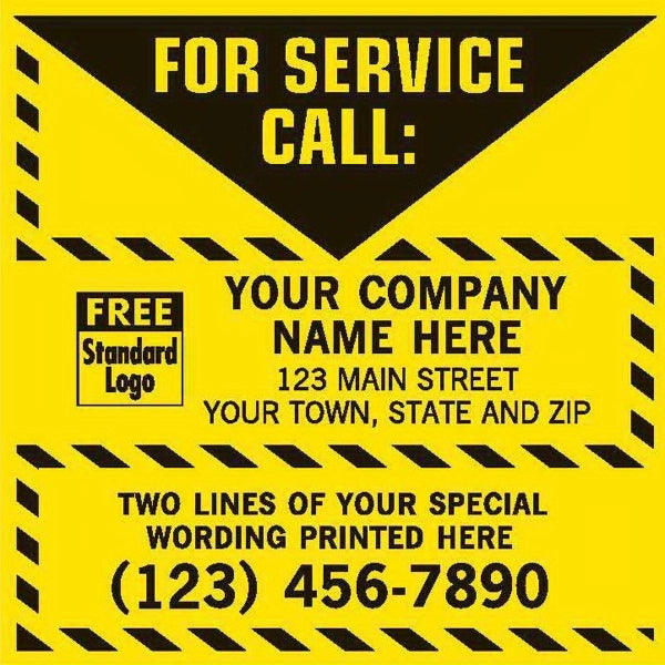 Labels, For Service Call, Yellow With Safety Border, Vinyl
