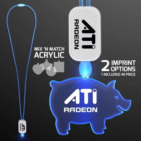 LED Neon Lanyard with Acrylic Pig Pendant