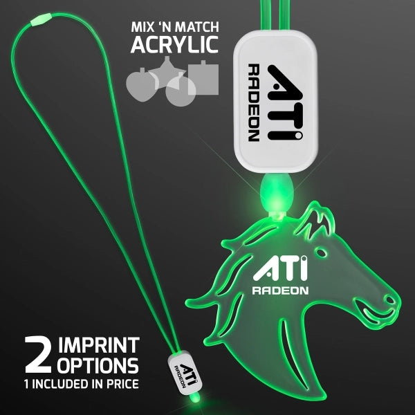 LED Neon Lanyards with Acrylic Horse Pendant
