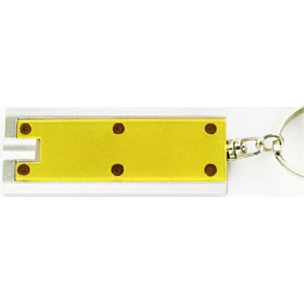 Slim rectangular flash light with swivel key chain