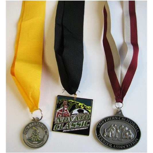 1.5 inch custom die struck soft enamel neck medals w/ ribbon