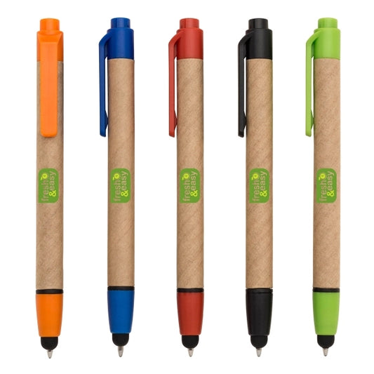 Eco Friendly Recycled Paper Ballpoint Pen W/ Stylus