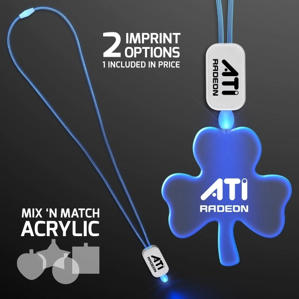 LED Neon Lanyard with Acrylic Shamrock Pendant