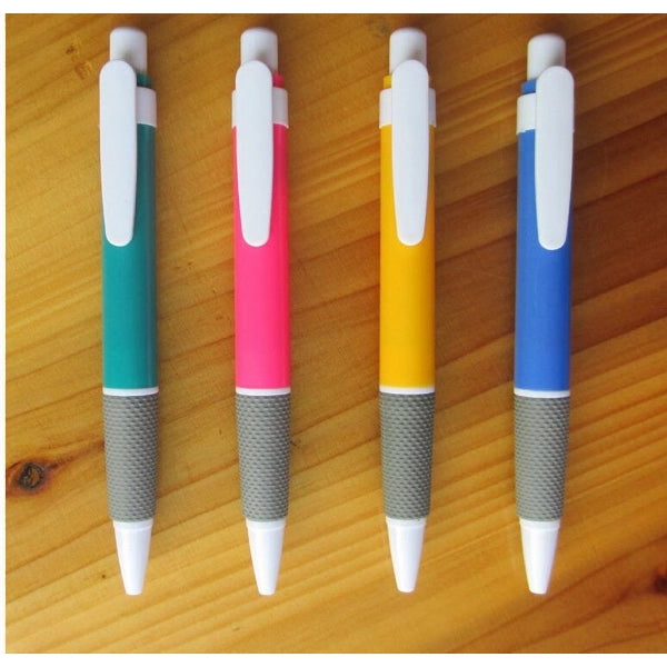 Classic plastic ballpoint pen with silicone grip