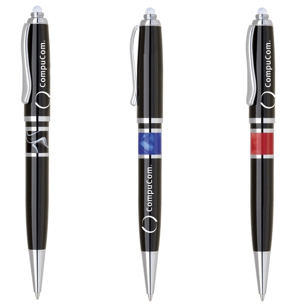 Cooper Brass Twist Action Ballpoint Pen W/ LED Light