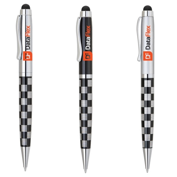 Korra Checkered Twist Action Ballpoint Pen W/ Stylus