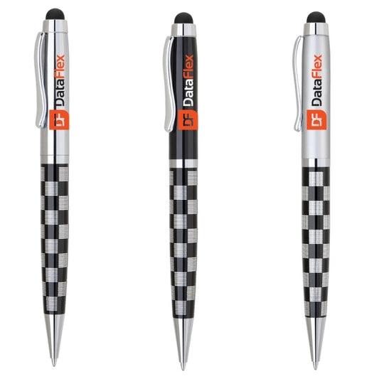 Korra Checkered Twist Action Ballpoint Pen W/ Stylus