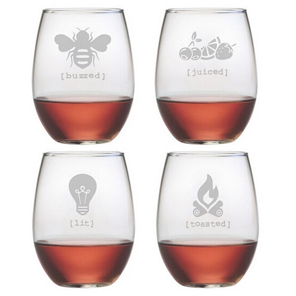 Printed12oz Stemless White Red Wine Glass