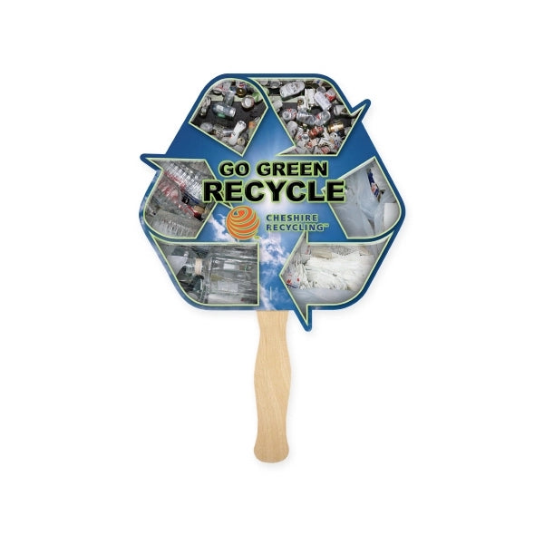Eco Symbol Shape Full Color Hand Fan 2 Sided