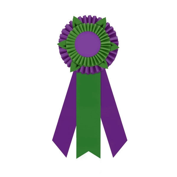 5" Double Rosette 12" long w/Peaks & 3 Streamers