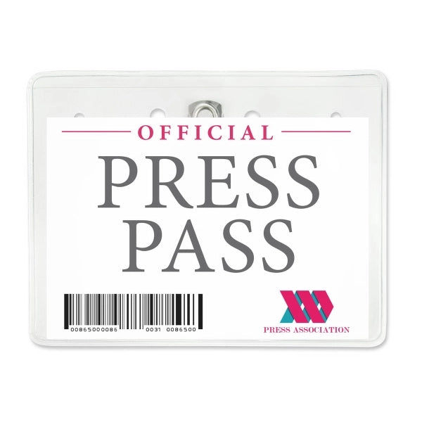 Horizontal Clip-On Clothing-Friendly Badge Holders, 4" x 3"