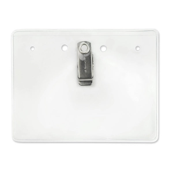 Horizontal Clip-On Clothing-Friendly Badge Holders, 4" x 3"