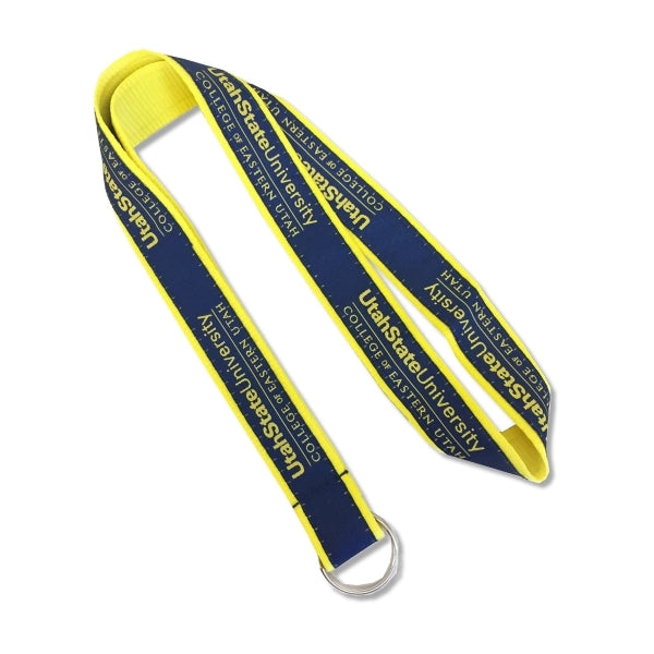 1" Wide Double Layered Woven Lanyard - embroidered