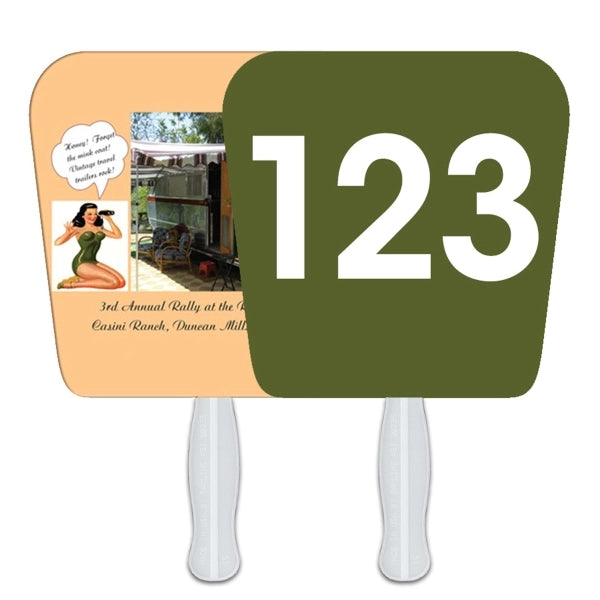 Tapered Square Auction Sandwiched Hand Fan Full Color