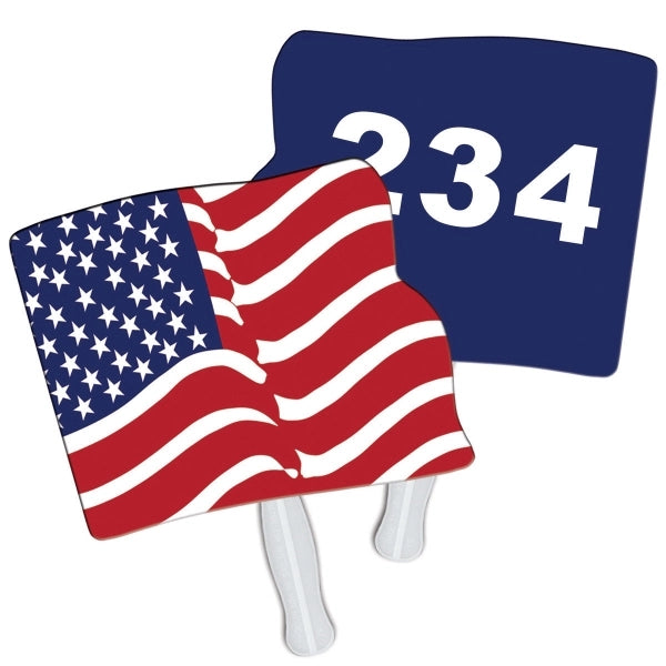 Flag Auction Sandwiched Hand Fan Full Color