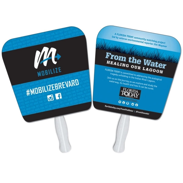 Tapered Square Sandwiched Hand Fan Full Color